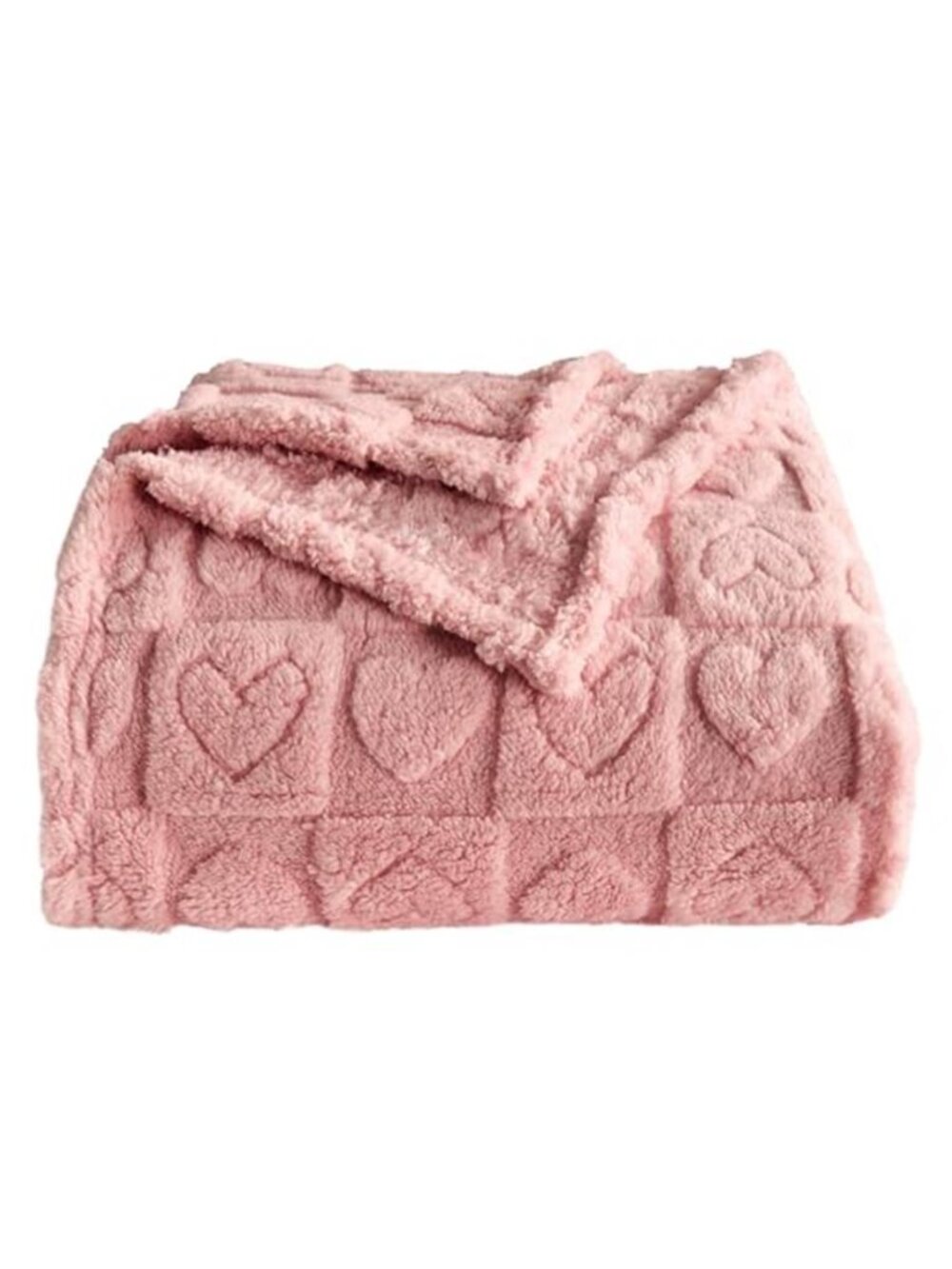 Soft Plush Heart Checkered Throw Blanket Cozy Fleece Sofa Bed Decor Warm Cute